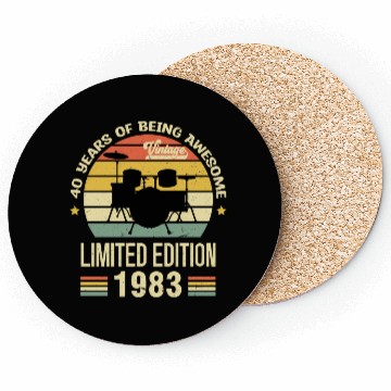 Discover Vintage 1983 Drums 40th Birthday Drummer Coasters