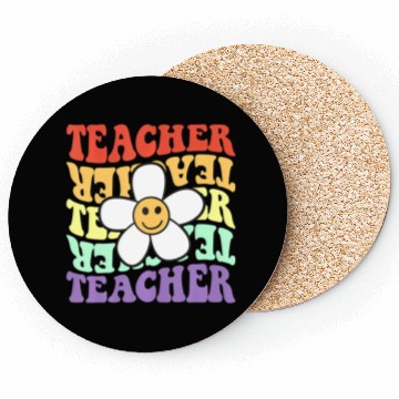 Discover teacher retro sunflower smile face back to school Coasters