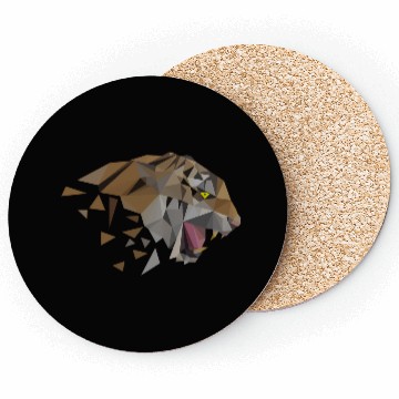 Discover Low Poly Triangular Tiger Head Wild Animal Coasters