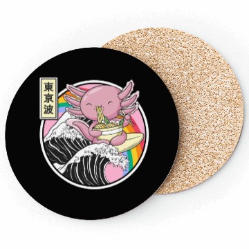 Discover Axolotl Eating Ramen Kanagawa Wave Kawaii Japan Va Coasters
