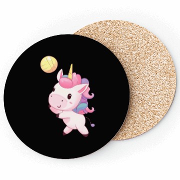 Discover Cute Unicorn Playing Volleyball Coasters