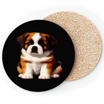Discover Saint Bernard Puppy Awaiting Treats Coasters
