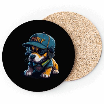 Discover Cute Rottweiler Dog Wearing Baseball Hat Coasters
