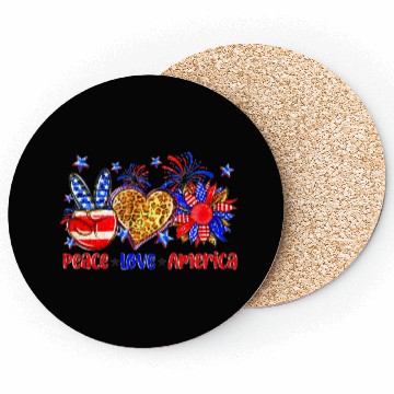 Discover Peace Love America US Flag Fourth Wo 4th Of July P Coasters