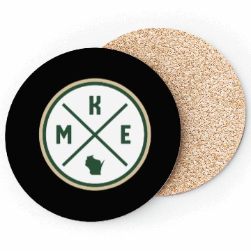 Discover Milwaukee Circle Patch Green Coasters