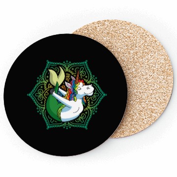 Discover Yoga Unicorn Mermaid Mandala Zen Meditate Meditati Coasters