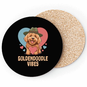 Discover Goldendoodle Vibes Cute Dog Mom Golden Doodle Dog Coasters