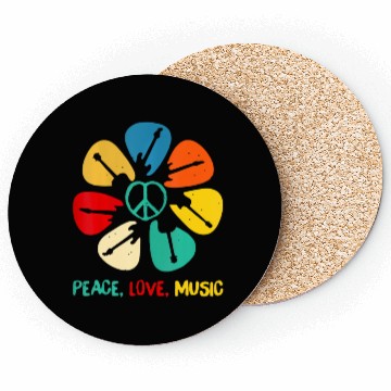 Discover Peace Love Music Guitar Flower Rock And Roll Coasters