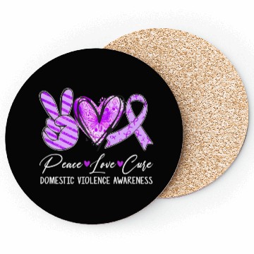 Discover Peace Love Cure Purple Ribbon Domestic Violence Aw Coasters