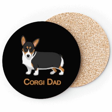 Discover Black Tricolor Pembroke Corgi Dad Dog Coasters