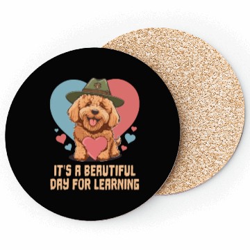 Discover It's A Beautiful Day For Learning Goldendoodle Coasters