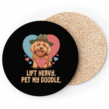 Discover Lift Heavy Pet My Doodle Goldendoodle Dog Dad Coasters