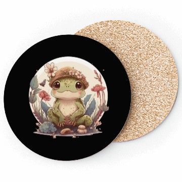 Discover Cute Cottagecore Baby Frog Toad Frog Lovers Coasters