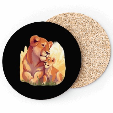 Discover Lion cub with mother Coasters