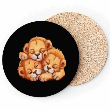 Discover Sleeping lion cubs Coasters