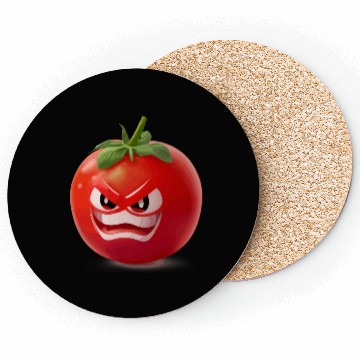 Discover A realistic tomato with angry face cartoon style Coasters