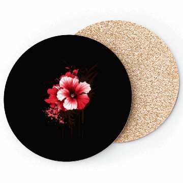 Discover A red hibiscus flower ink drawing Coasters