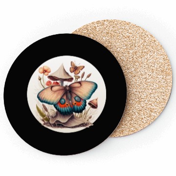 Discover Cottagecore Butterfly Mushroom Forest Plants Botan Coasters