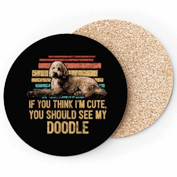 Discover You Should See My Doodle Retro Goldendoodle Dog Coasters