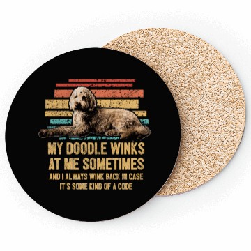 Discover My Doodle Winks At Me Funny Goldendoodle Dog Coasters
