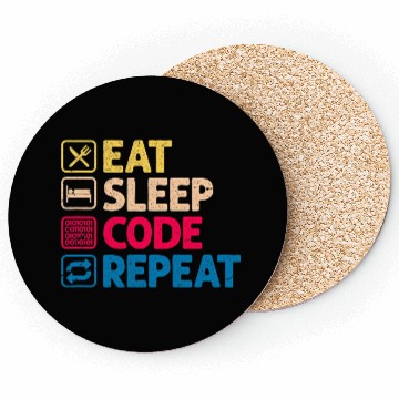 Discover Eat Sleep Code Repeat Funny Binary Programmer Coasters