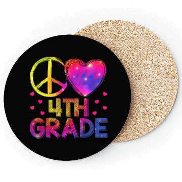 Discover Tie Dye Peace Love 4th Grade Teacher Student Back Coasters
