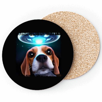 Discover UFO selfie with beagle Coasters