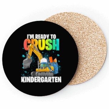 Discover Kindergarten Excavator Construction Back to School Coasters