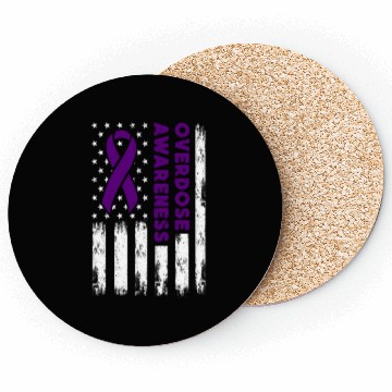 Discover Overdose Awareness Flag Purple Ribbon Addiction Coasters