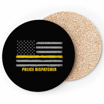 Discover Police Dispatcher - Thin Gold Line Flag Coasters