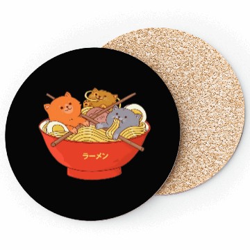Discover Kawaii Anime Cat Japanese Ramen Noodle Coasters