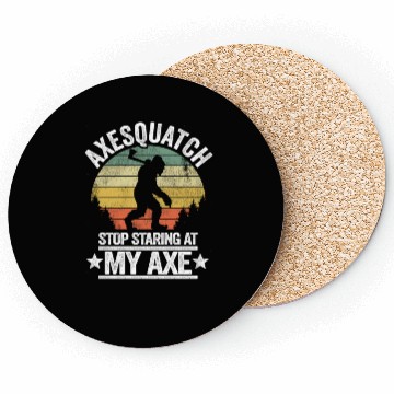 Discover Funny Vintage Bigfoot Axe Throwing Axesquatch Gift Coasters
