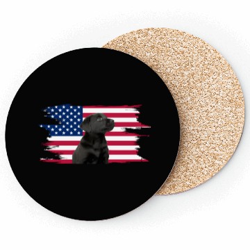 Discover American Flag Dog Black Lab Puppy Coasters