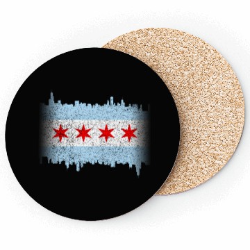 Discover Chicago Flag yline Distressed Coasters