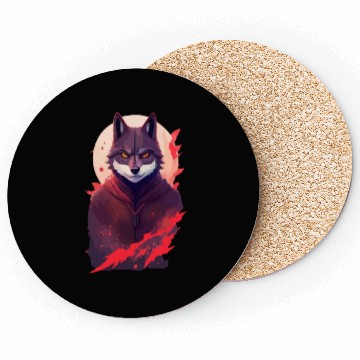 Discover Ninja Style: The Cute Wolf Face with a Twist of Me Coasters