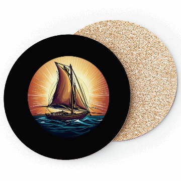 Discover Sailboat in Sunset Coasters