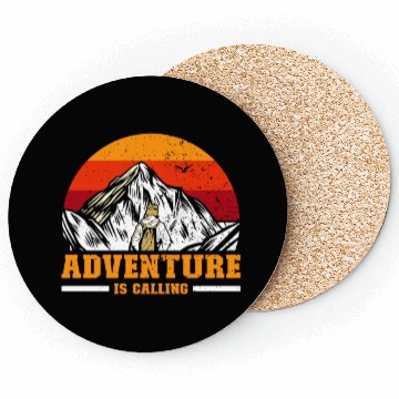 Discover Adventure is Calling hiker Mountaineer Climber Coasters
