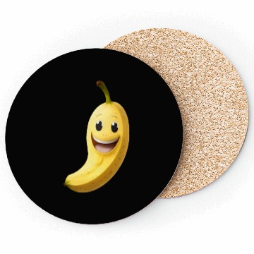 Discover A banana with smiling face cartoon style Coasters