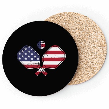 Discover Patriotic Pickleball US Flag Paddleball Design Coasters