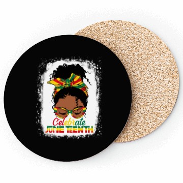 Discover Black Messy Bun Juneteenth Celebrate Indepedence Coasters