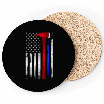 Discover Thin Red Blue Line American Flag Axe Firefighter Coasters