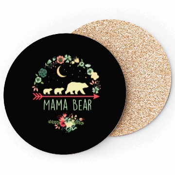 Discover Floral Mama Bear With 2 Cubs Coasters