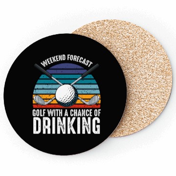 Discover Weekend Forecast Golf Lover Golfer Sport Hobby Coasters