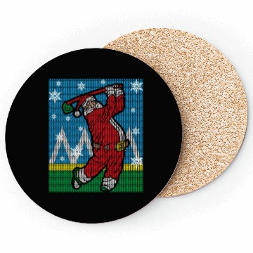 Discover Santa Claus Playing Golf Golfer Ugly Coasters
