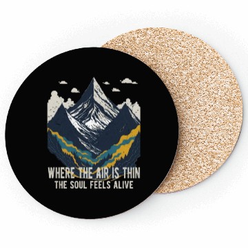 Discover Mountaineering Quote Vintage Mountain Coasters