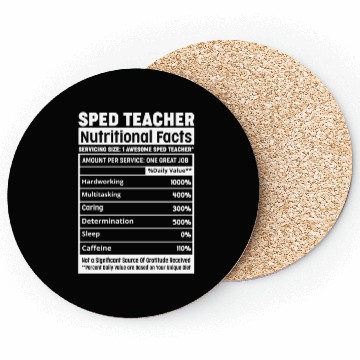 Discover Sped Teacher Nutritional Facts Squad Funny SPED Te Coasters