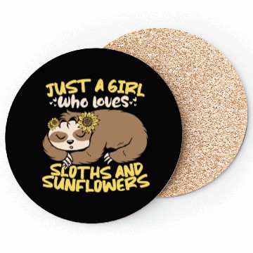 Discover Sloth Cute Sloth Sunflower Coasters