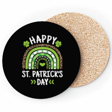 Discover Happy St Patric Day Leopard Print Rainbow Coasters