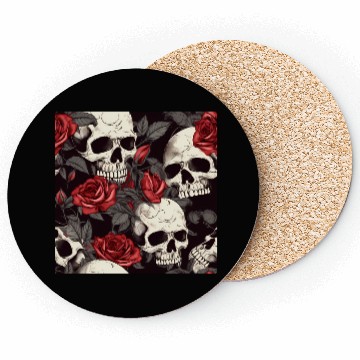 Discover Dark Pattern Skulls & Red Roses Elegant Gothic Coasters