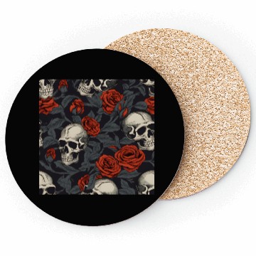 Discover Red Roses & Skulls Pattern Dark Elegant Gothic Coasters